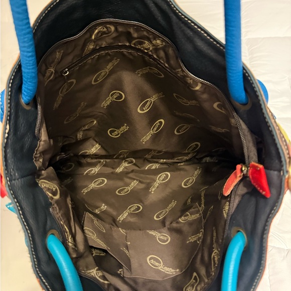 Multicolor Woven Tote with Blue Handles - Picture 6 of 6